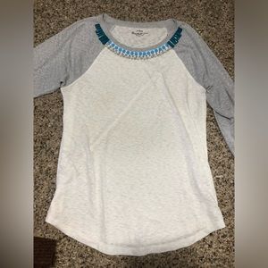 JCrew Baseball 3/4 Sleeve Tee; Medium